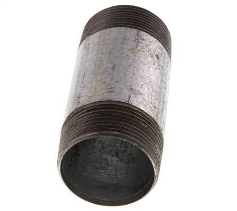 R 1 1/2'' Zinc plated Steel Double Pipe Nipple 50 Bar DIN 2982 - 100mm [2 Pieces]