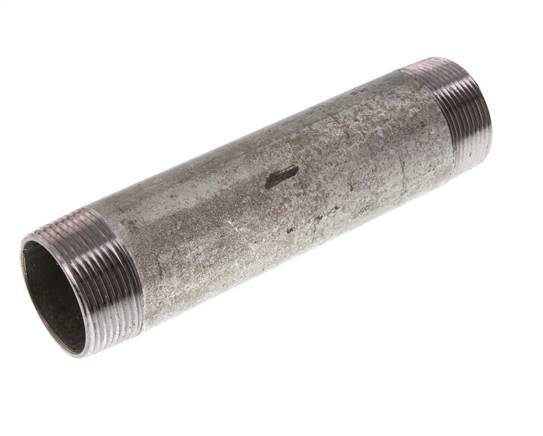 R 1 1/2'' Zinc plated Steel Double Pipe Nipple 50 Bar DIN 2982 - 180mm [2 Pieces]