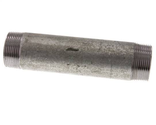 R 1 1/2'' Zinc plated Steel Double Pipe Nipple 50 Bar DIN 2982 - 180mm [2 Pieces]