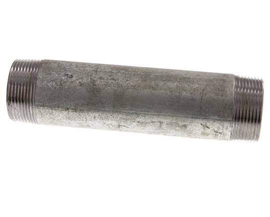 R 1 1/2'' Zinc plated Steel Double Pipe Nipple 50 Bar DIN 2982 - 180mm [2 Pieces]