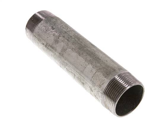 R 1 1/2'' Zinc plated Steel Double Pipe Nipple 50 Bar DIN 2982 - 180mm [2 Pieces]