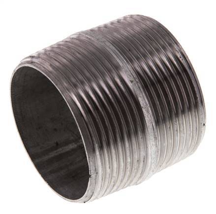 R 1 1/2'' Zinc plated Steel Double Pipe Nipple 50 Bar DIN 2982 - 40mm [2 Pieces]