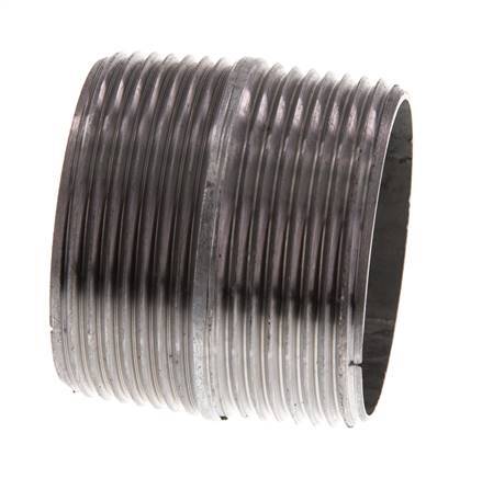R 1 1/2'' Zinc plated Steel Double Pipe Nipple 50 Bar DIN 2982 - 40mm [2 Pieces]