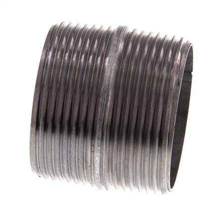 R 1 1/2'' Zinc plated Steel Double Pipe Nipple 50 Bar DIN 2982 - 40mm [2 Pieces]