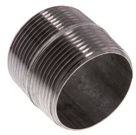 R 1 1/2'' Zinc plated Steel Double Pipe Nipple 50 Bar DIN 2982 - 40mm [2 Pieces]