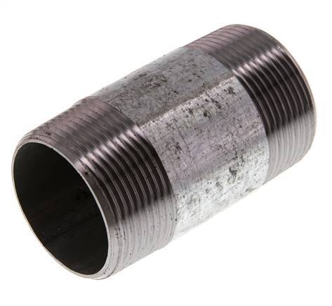 R 1 1/2'' Zinc plated Steel Double Pipe Nipple 50 Bar DIN 2982 - 80mm [2 Pieces]