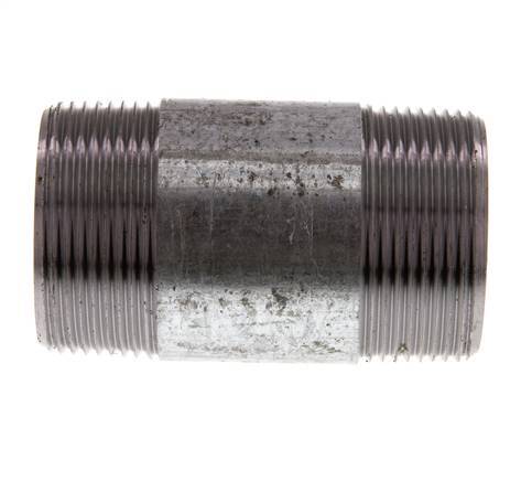 R 1 1/2'' Zinc plated Steel Double Pipe Nipple 50 Bar DIN 2982 - 80mm [2 Pieces]