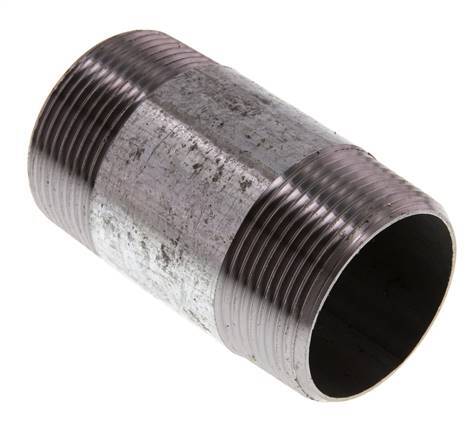 R 1 1/2'' Zinc plated Steel Double Pipe Nipple 50 Bar DIN 2982 - 80mm [2 Pieces]