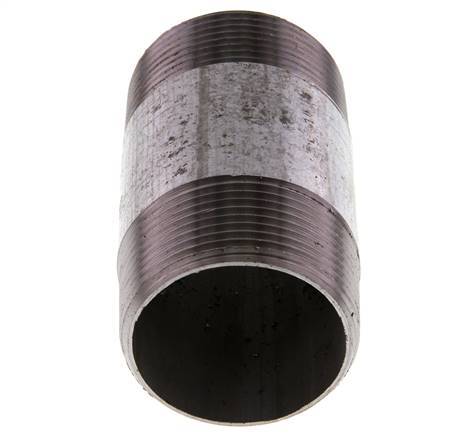 R 1 1/2'' Zinc plated Steel Double Pipe Nipple 50 Bar DIN 2982 - 80mm [2 Pieces]