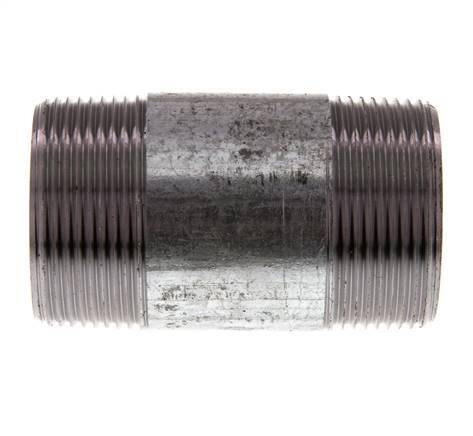R 1 1/2'' Zinc plated Steel Double Pipe Nipple 50 Bar DIN 2982 - 80mm [2 Pieces]