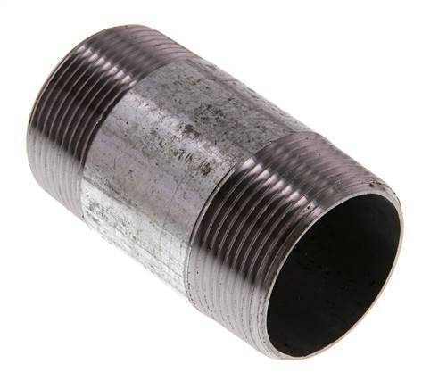 R 1 1/2'' Zinc plated Steel Double Pipe Nipple 50 Bar DIN 2982 - 80mm [2 Pieces]