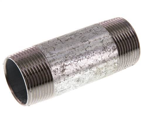 R 1 1/4'' Zinc plated Steel Double Pipe Nipple 50 Bar DIN 2982 - 100mm [2 Pieces]