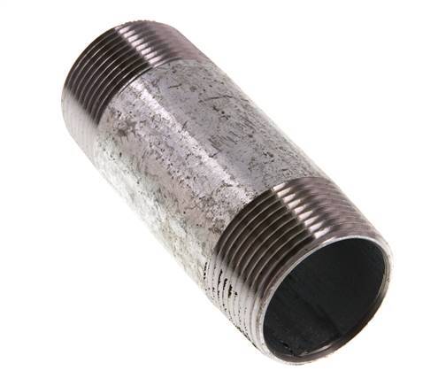 R 1 1/4'' Zinc plated Steel Double Pipe Nipple 50 Bar DIN 2982 - 100mm [2 Pieces]