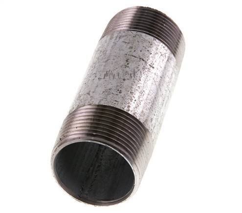 R 1 1/4'' Zinc plated Steel Double Pipe Nipple 50 Bar DIN 2982 - 100mm [2 Pieces]