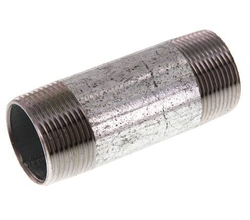 R 1 1/4'' Zinc plated Steel Double Pipe Nipple 50 Bar DIN 2982 - 100mm [2 Pieces]
