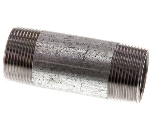 R 1 1/4'' Zinc plated Steel Double Pipe Nipple 50 Bar DIN 2982 - 100mm [2 Pieces]