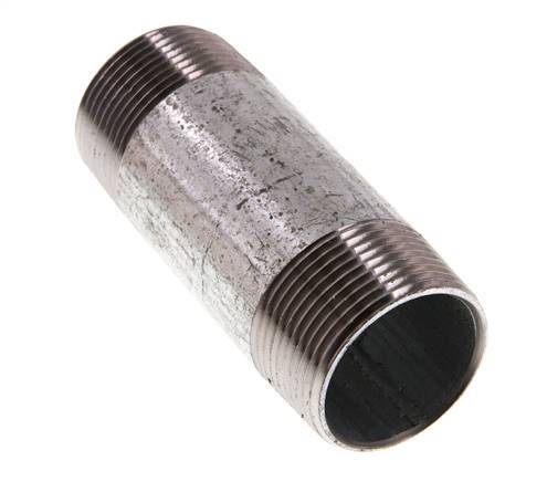 R 1 1/4'' Zinc plated Steel Double Pipe Nipple 50 Bar DIN 2982 - 100mm [2 Pieces]