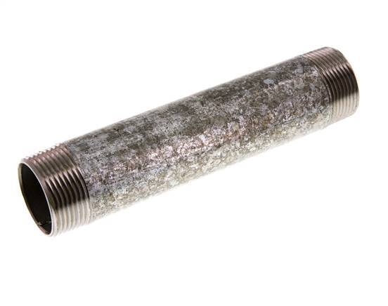R 1 1/4'' Zinc plated Steel Double Pipe Nipple 50 Bar DIN 2982 - 180mm [2 Pieces]