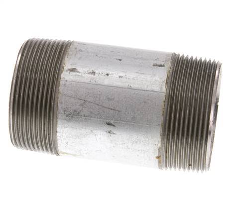 R 2'' Zinc plated Steel Double Pipe Nipple 50 Bar DIN 2982 - 100mm [2 Pieces]