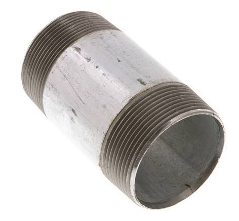 R 2'' Zinc plated Steel Double Pipe Nipple 50 Bar DIN 2982 - 100mm [2 Pieces]