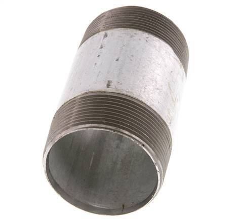 R 2'' Zinc plated Steel Double Pipe Nipple 50 Bar DIN 2982 - 100mm [2 Pieces]