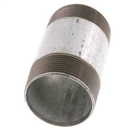 R 2'' Zinc plated Steel Double Pipe Nipple 50 Bar DIN 2982 - 100mm [2 Pieces]