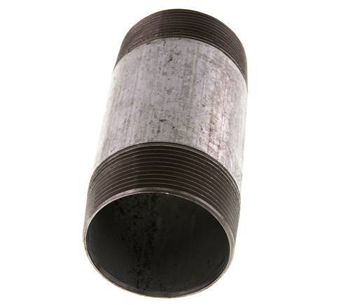 R 2'' Zinc plated Steel Double Pipe Nipple 50 Bar DIN 2982 - 120mm [2 Pieces]