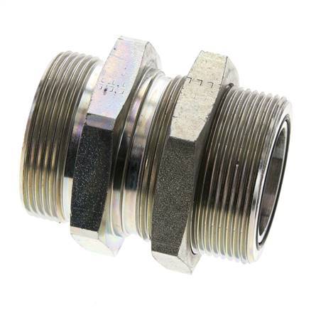 UN 2''-12 Male Zincated Steel Bulkhead Fitting ORFS 250 Bar - Hydraulic