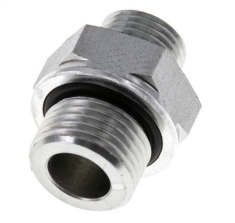 UN 11/16''-16 x G 1/2'' Acero cincado Espiga doble ORFS 630 Barra - Hidráulica