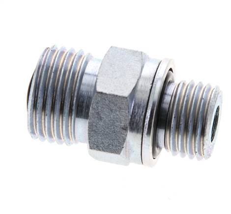 UN 11/16''-16 x M14x1.5 Acero zincado Espiga doble ORFS 630 Barra - Hidráulica
