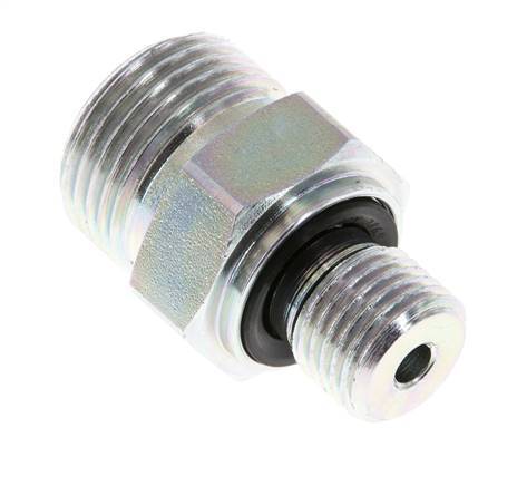UN 13/16''-16 x G 1/4'' Acero cincado Espiga doble ORFS 630 Barra - Hidráulica