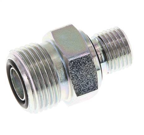 UN 13/16''-16 x G 1/4'' Acero cincado Espiga doble ORFS 630 Barra - Hidráulica