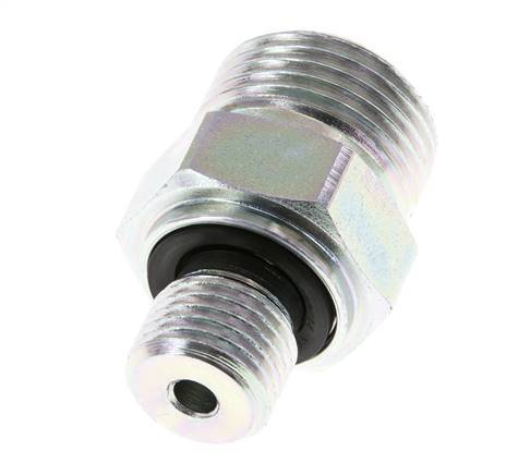 UN 13/16''-16 x G 1/4'' Acero cincado Espiga doble ORFS 630 Barra - Hidráulica