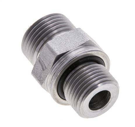 UN 13/16''-16 x M18x1.5 Acero zincado Doble Racor ORFS 630 Barra - Hidráulica