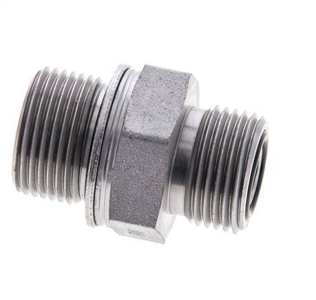 UN 13/16''-16 x M22x1.5 Acero zincado Espiga doble ORFS 630 Barra - Hidráulica