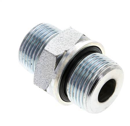 UNS 1''-14 x M27x2 Acero zincado Espiga doble ORFS 400 Barra - Hidráulica