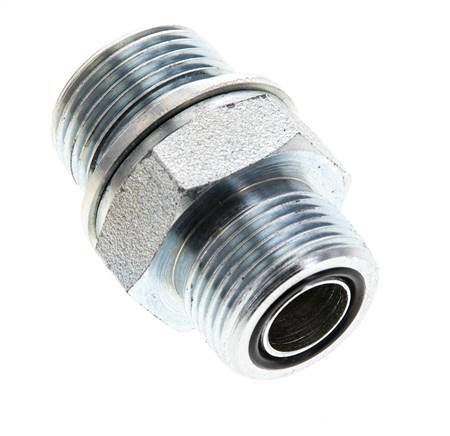 UNS 1''-14 x M27x2 Acero zincado Espiga doble ORFS 400 Barra - Hidráulica