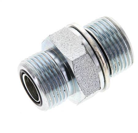 UNS 1''-14 x M27x2 Acero zincado Espiga doble ORFS 400 Barra - Hidráulica