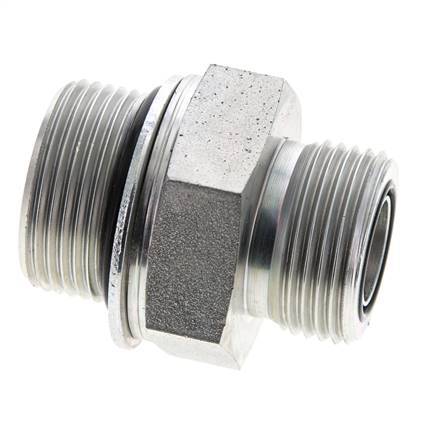 UN 1-3/16''-12 x M33x2 Acero zincado Espiga doble ORFS 400 Bar - Hidráulico