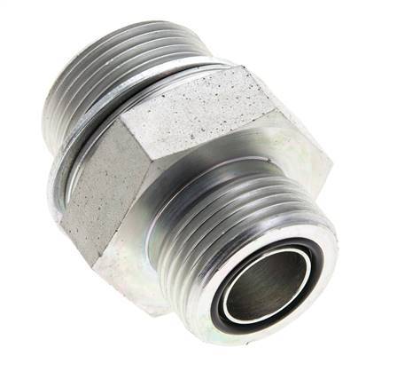 UN 1-3/16''-12 x M33x2 Acero zincado Espiga doble ORFS 400 Bar - Hidráulico