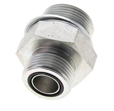 UN 1-3/16''-12 x M33x2 Acero zincado Espiga doble ORFS 400 Bar - Hidráulico