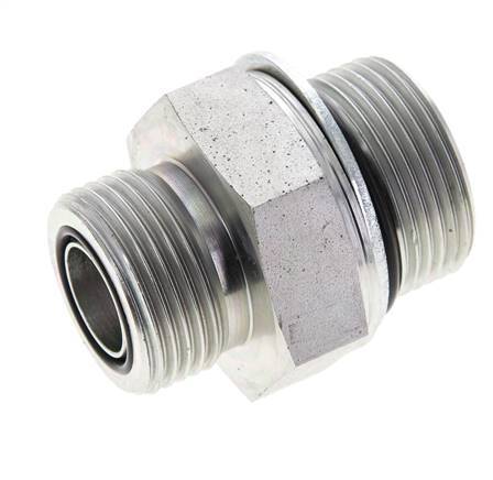 UN 1-3/16''-12 x M33x2 Acero zincado Espiga doble ORFS 400 Bar - Hidráulico