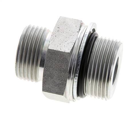 UN 1-3/16''-12 x M33x2 Acero zincado Espiga doble ORFS 400 Bar - Hidráulico