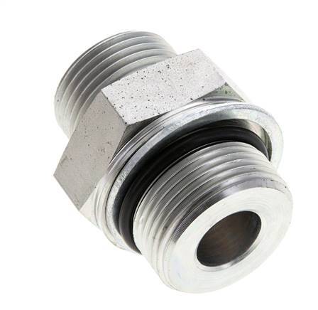 UN 1-3/16''-12 x M33x2 Acero zincado Espiga doble ORFS 400 Bar - Hidráulico