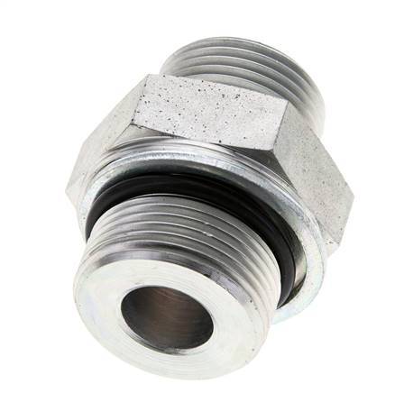 UN 1-3/16''-12 x M33x2 Acero zincado Espiga doble ORFS 400 Bar - Hidráulico