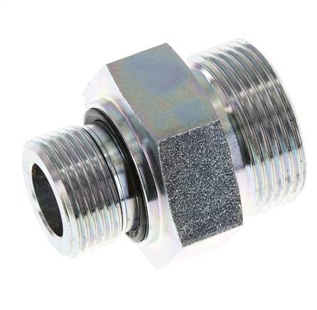 UN 1-7/16''-12 x G 3/4'' Acero zincado Espiga doble ORFS 400 Bar - Hidráulico