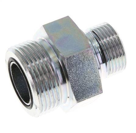 UN 1-7/16''-12 x G 3/4'' Acero zincado Espiga doble ORFS 400 Bar - Hidráulico