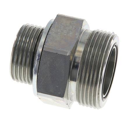 UN 1-11/16''-12 x G 1'' Acero cincado Espiga doble ORFS 250 Bar - Hidráulico