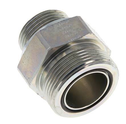 UN 1-11/16''-12 x G 1'' Acero cincado Espiga doble ORFS 250 Bar - Hidráulico
