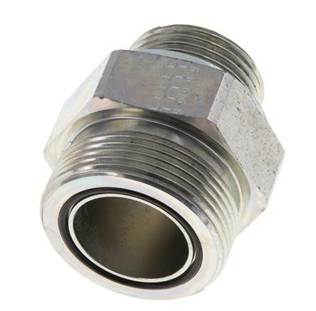 UN 1-11/16''-12 x G 1'' Acero cincado Espiga doble ORFS 250 Bar - Hidráulico
